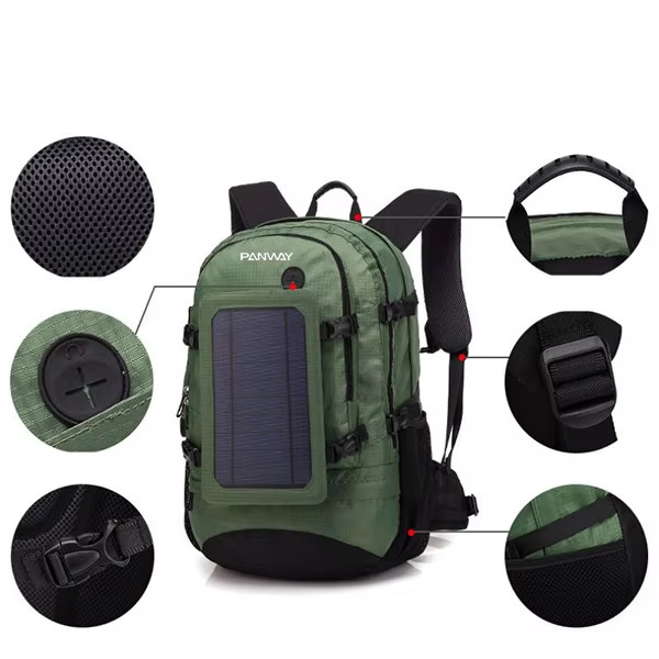 Mochila de senderismo personalizada con cargador solar